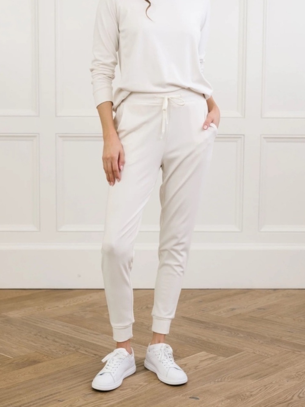 Women's Ivory Drawstring Jogger Pants